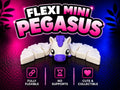 Cute Flexi Mini Pegasus 3D printed articulated fantasy horse toy with wings, a fun pocket-sized fidget for kids, collectors, party gifts and sensory play by Wigglenest 3D.