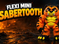 Cute Flexi Sabertooth 3D printed articulated toy, a playful prehistoric big cat fidget for kids, collectors, party gifts and sensory play by Wigglenest 3D.